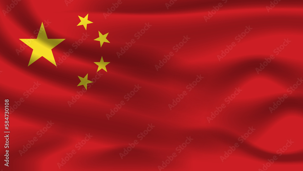 Illustration concept independence symbol icon realistic waving flag 3d colorful of China Illustration concept independence symbol icon realistic waving flag 3d colorful of China