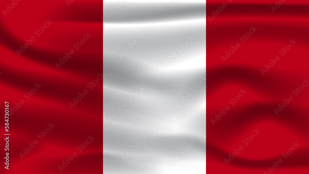 Illustration concept independence Nation symbol icon realistic waving flag 3d colorful Country of Peru