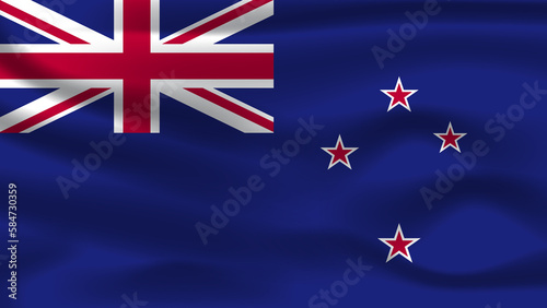 Illustration concept independence Nation symbol icon realistic waving flag 3d colorful Country of New Zealand