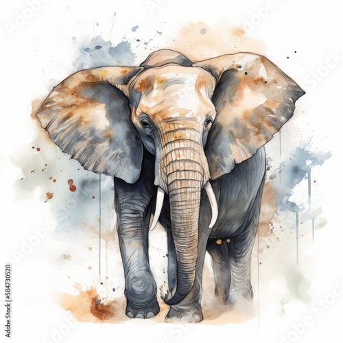 Elephant watercolor sketch - Generative AI