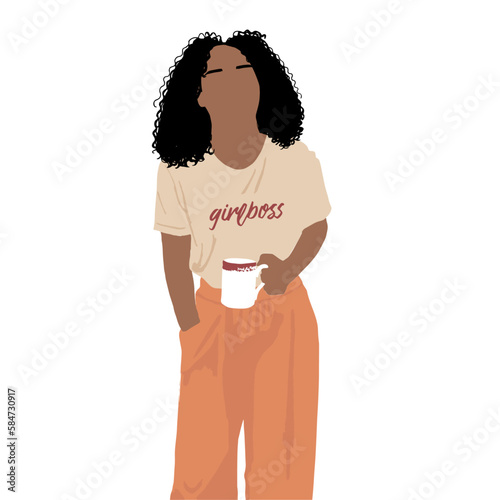 Girl boss, mulheres, mulher de negócios, mulher afro, cabelo afro, garota chefe, mulher negra, empreendedora, empoderamento, empresária, mulher poderosa, vetor, moda, ilustração