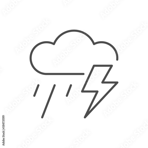 Rain with thunder line icon
