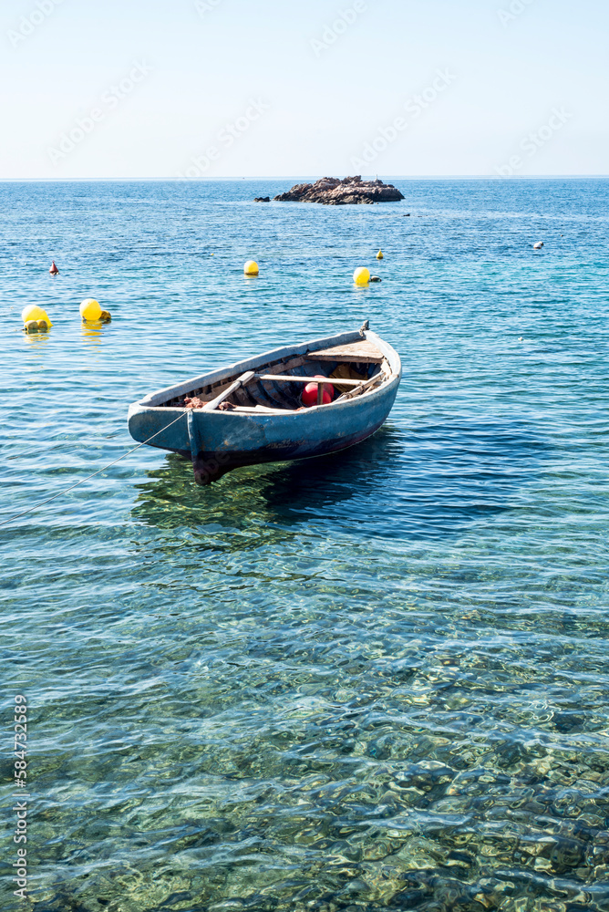 Fototapeta premium Fishing boats on the shore of the Mediterranean Sea in Spain
