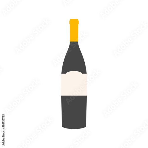 wine flat design vector illustration isolated on white background. Old wine bottle icon. Flat illustration of old wine bottle vector icon for web design