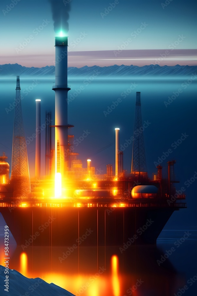 Rendering of The Future of Oil and Gas: A High-Tech Vision. Generative AI. 
