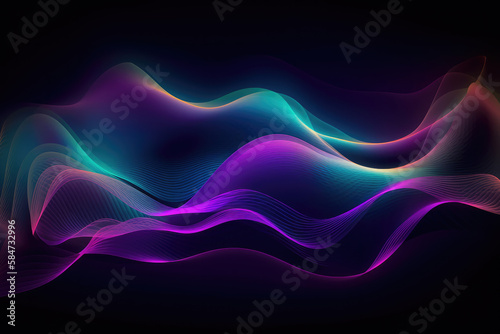 Holographic Neon Fluid Waves background  wallpaper