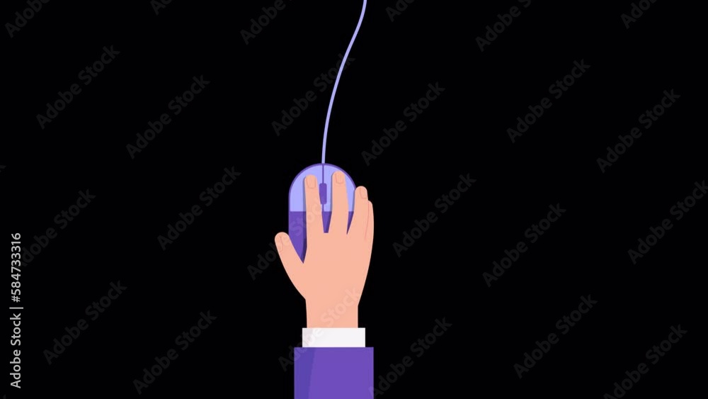 Click Using Mouse Cartoon mouse clicking animation. computer device and user hand. Technology and ...