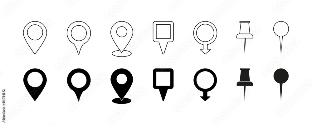 Location pin vector icon. GPS location pointer collection. EPS 10 Location pin vector icon. GPS location pointer collection. EPS 10