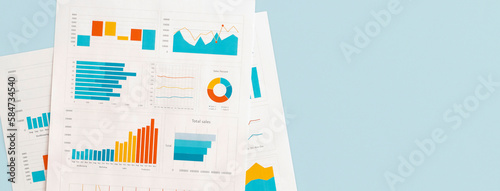 Business graphs, charts on table. Financial development, Banking Account, Statistics