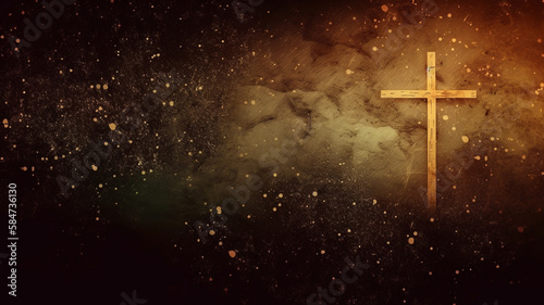 Religous background banner with christian cross and copy space. Concept of christianity and christ.