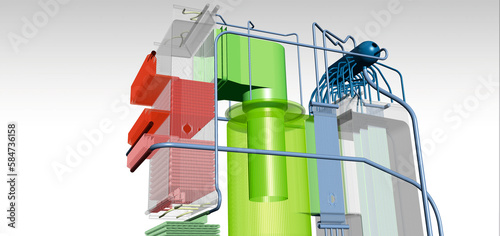 circulating fluidized bed boiler 3D illustration photo