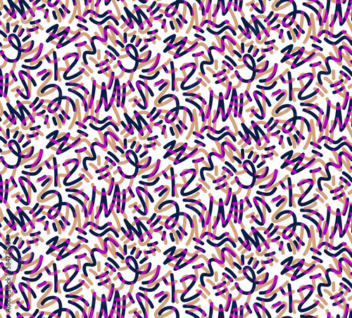Seamless scribble pattern, striped modern pop art print.