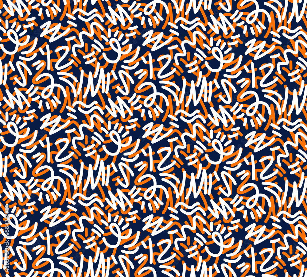 Seamless scribble pattern, striped modern pop art print. Seamless scribble pattern, striped modern pop art print.