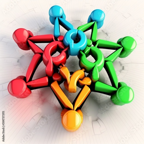 Connect team concept and unity or teamwork idea  business metaphor for joining a partnership as diverse people connected together as a corporate symbol for cooperation and working group Generative AI photo