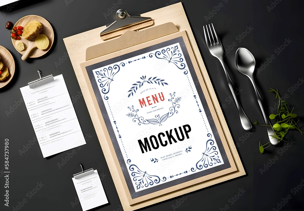 Restaurant Menu Mockup AI Generative Stock Template Adobe Stock