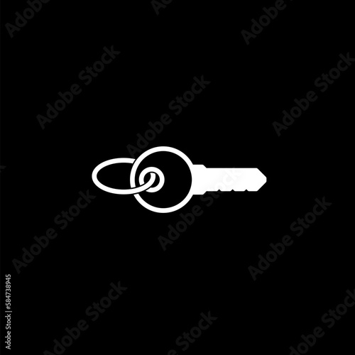 Simple flat key icon isolated on black background. © Jovana
