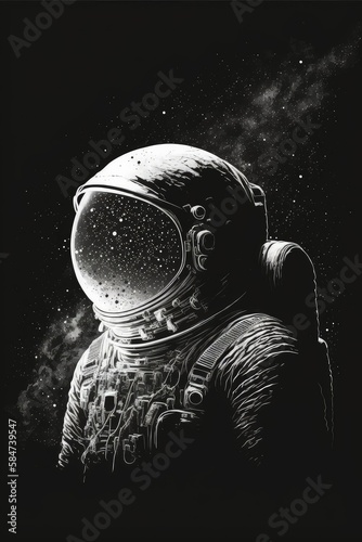 Black and White Astronaut Sketch