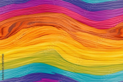 A bright and colorful rainbow wood texture with vibrant hues, seamless pattern Generative AI