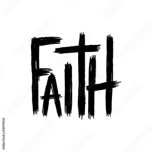 Hand drawn grunge christian cross and word 