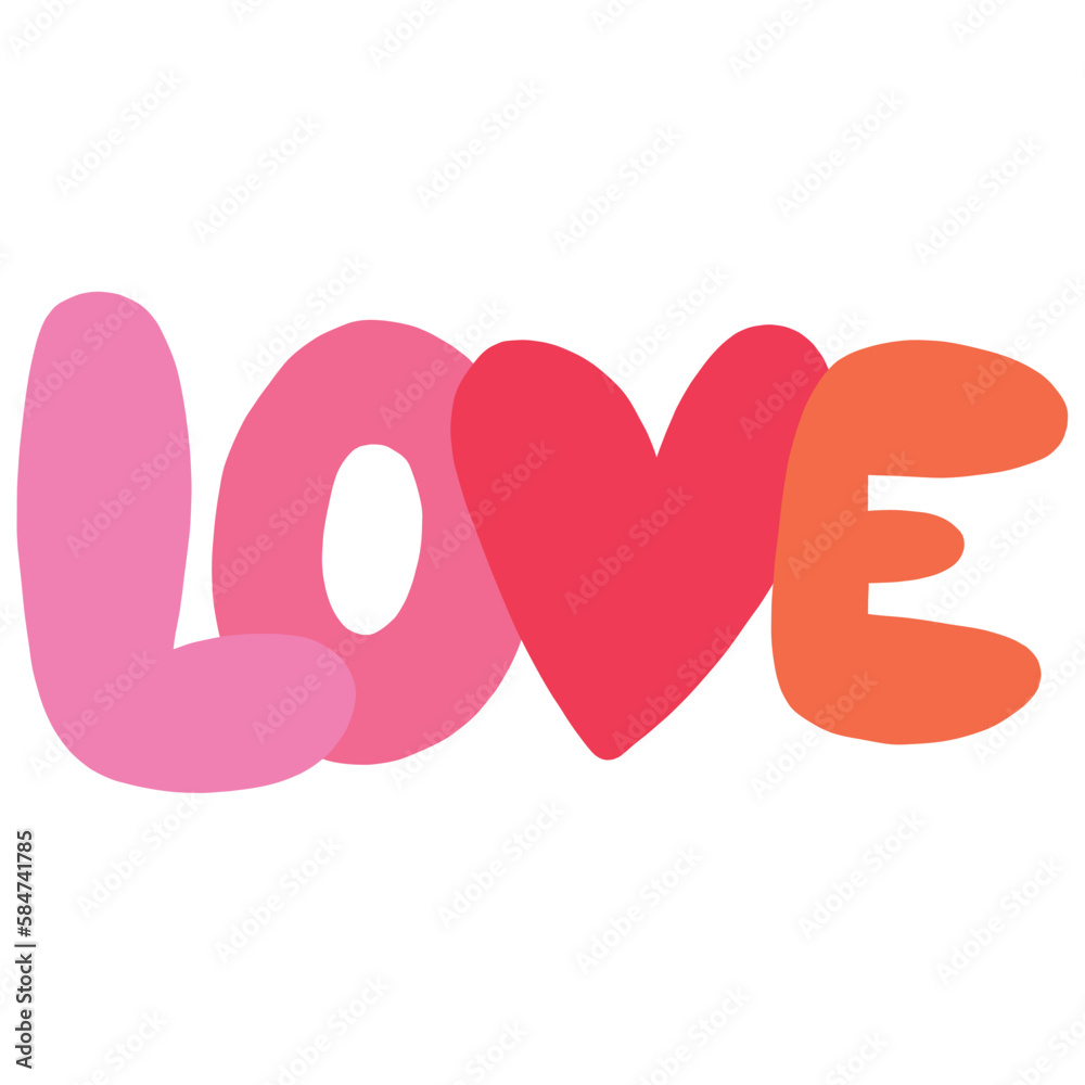valentine's day love word vector icon with white background 