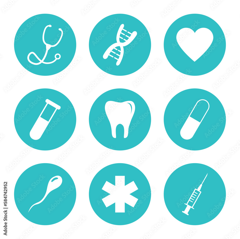 vector image of set of medicine icons with white background vector image of set of medicine icons with white background