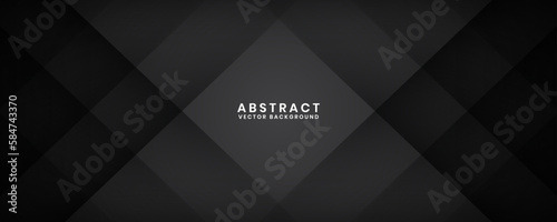 3D black geometric abstract background overlap layer on dark space with cutout effect decoration. Minimalist graphic design element rhombus style concept for banner, flyer, card, cover, or brochure