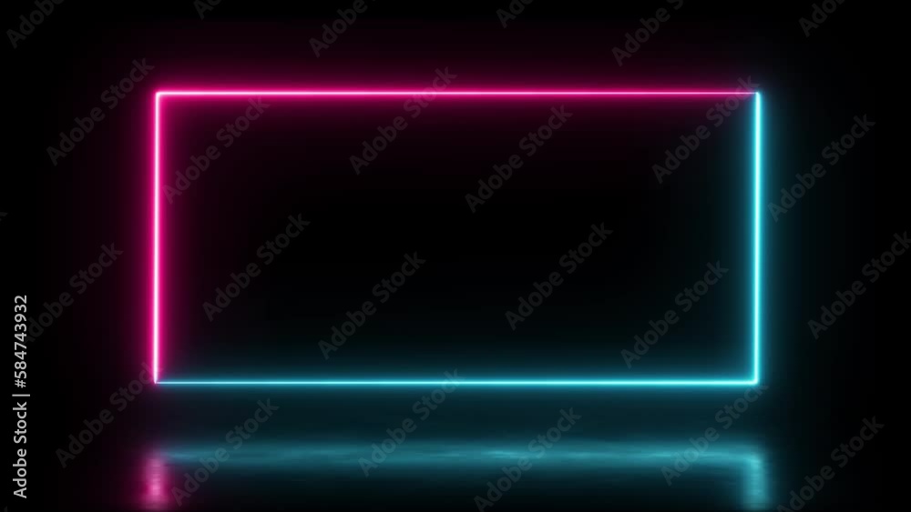Abstract animated light Neon effect rectangle frame overlay Loop background for presentation Abstract animated light Neon effect rectangle frame overlay Loop background for presentation