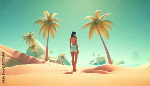 Concept of summer holiday island vacation with hot sunny weather and tropical environment