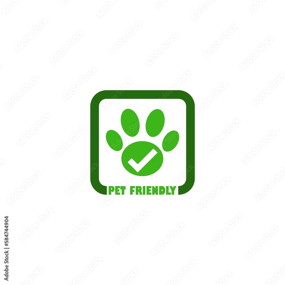 Pet friendly sign. Animal friendly sign isolated on white background Pet friendly sign. Animal friendly sign isolated on white background