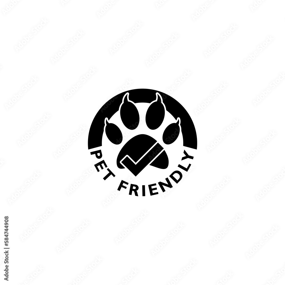 Pet friendly sign. Animal friendly sign isolated on white background Pet friendly sign. Animal friendly sign isolated on white background