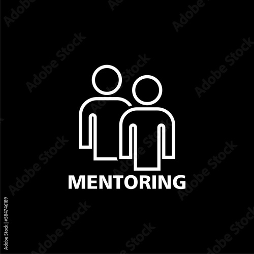 Online mentoring line icon  isolated on black background 