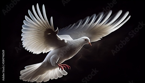White dove, symbolizing peace and purity, with the text "No war". Promoting peace, nonviolence, and human rights