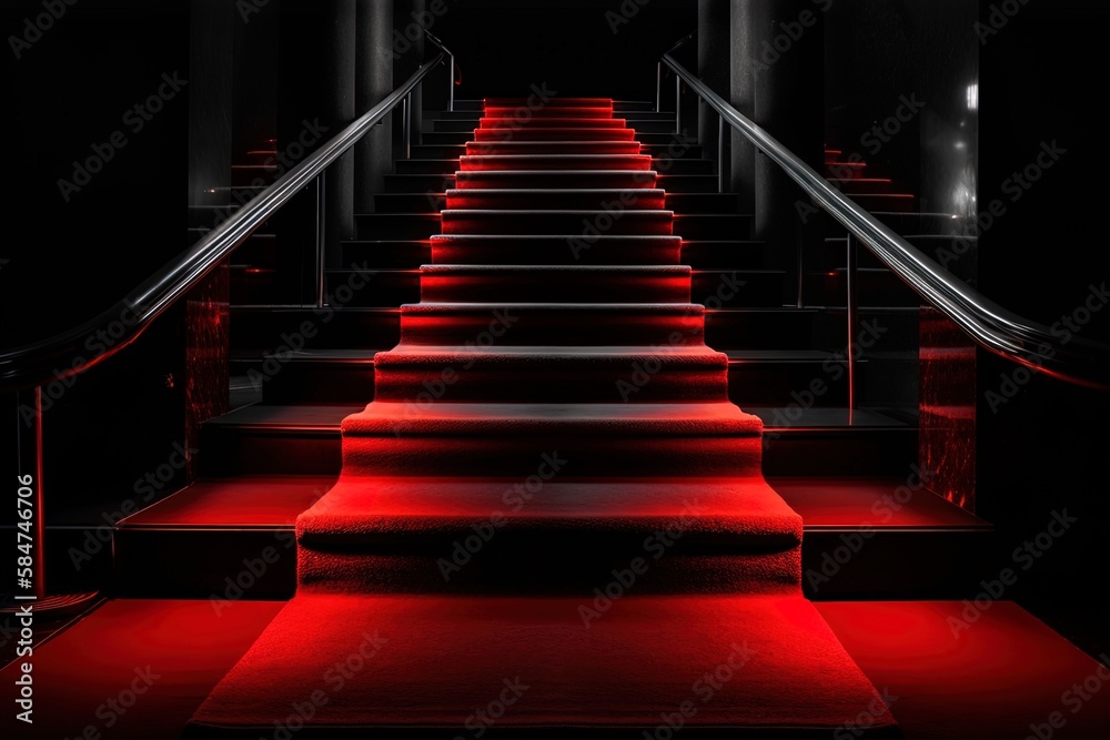 Fototapeta premium Red Carpet entrance illustration, generative ai