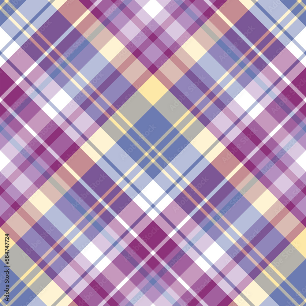 Seamless pattern in unusual purple, dark blue and yellow colors for plaid, fabric, textile, clothes, tablecloth and other things. Vector image. 2