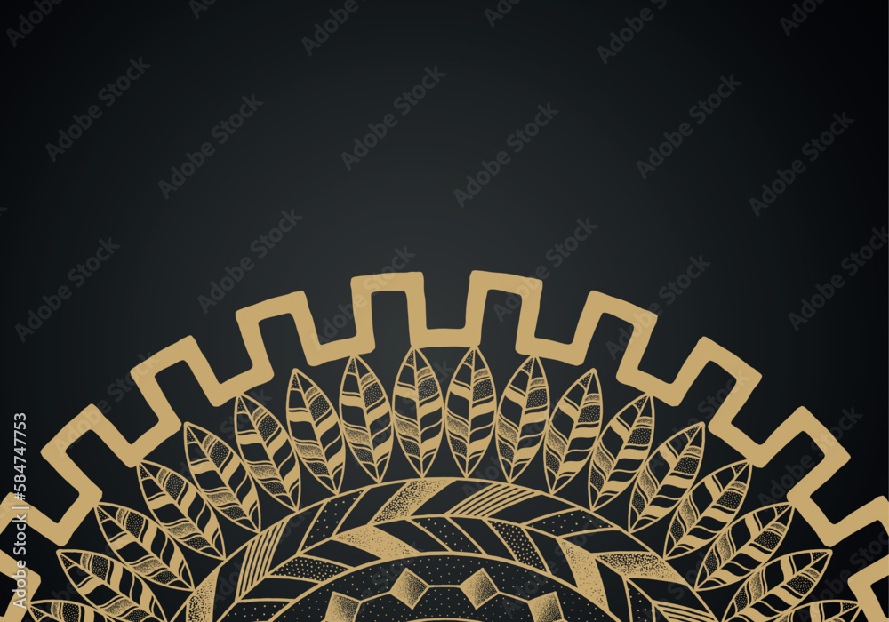 Golden luxury background vector. Gold black pattern frame design. ornament for wedding party invitation, fashion cover, spa beauty, bridal or yoga salon flyer, christmas holiday cards.
