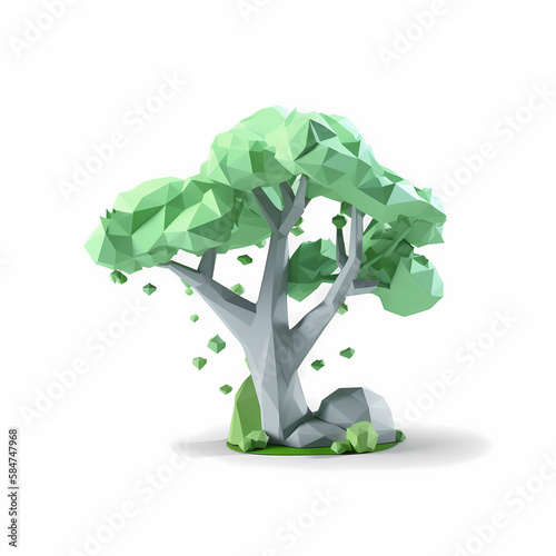 isolated lowpoly3d green tree