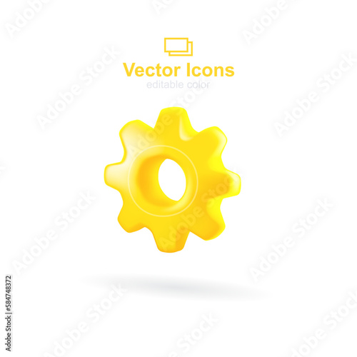 3d vector icon. Social media set. Gear icon. Settings symbol. 
