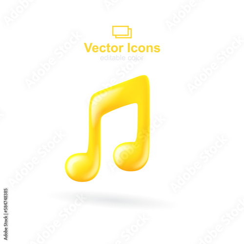 3d vector icon. Social media set. Music player icon. Melody symbol.