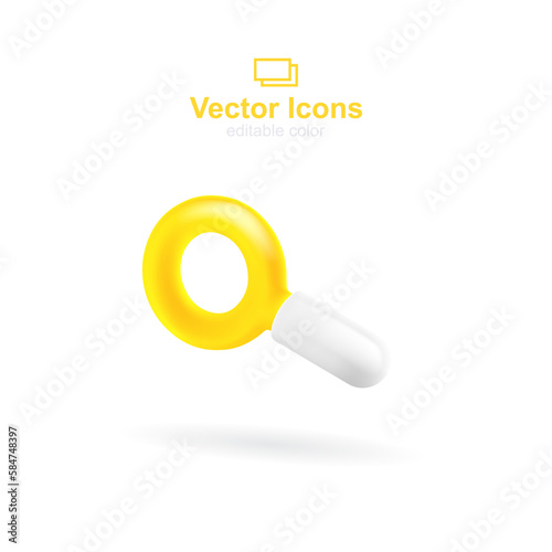 3d vector icon. Social media set. Magnifier icon. Searching symbol.