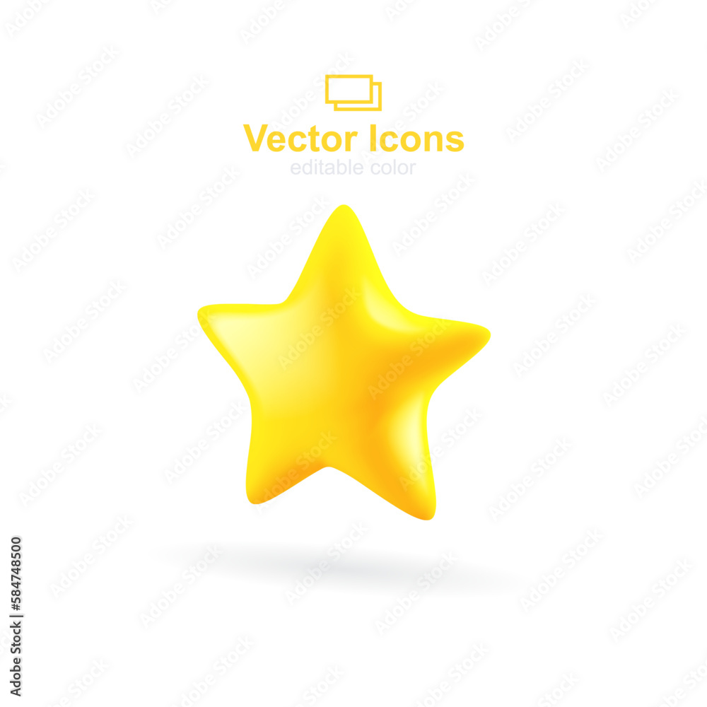 3d vector icon. Social media set. Yellow star icon.