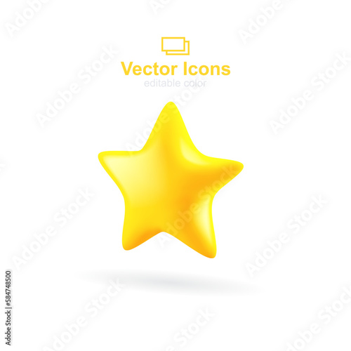 3d vector icon. Social media set. Yellow star icon.