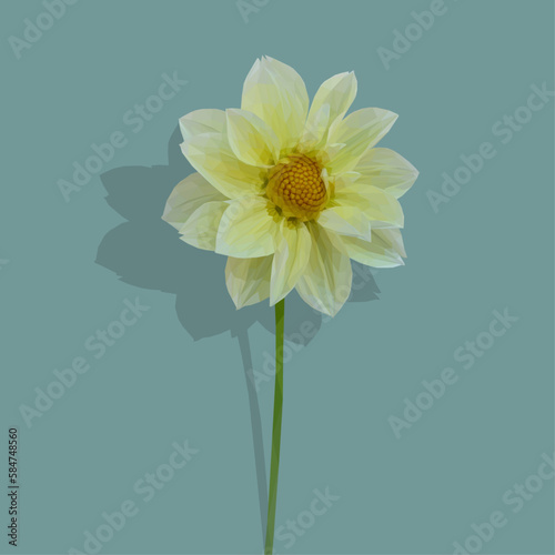 Low poly illlustration of a yellow dahlia flower
