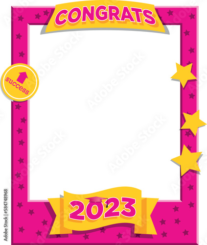 2023 graduates selfie photo frame vector illustration in magenta color