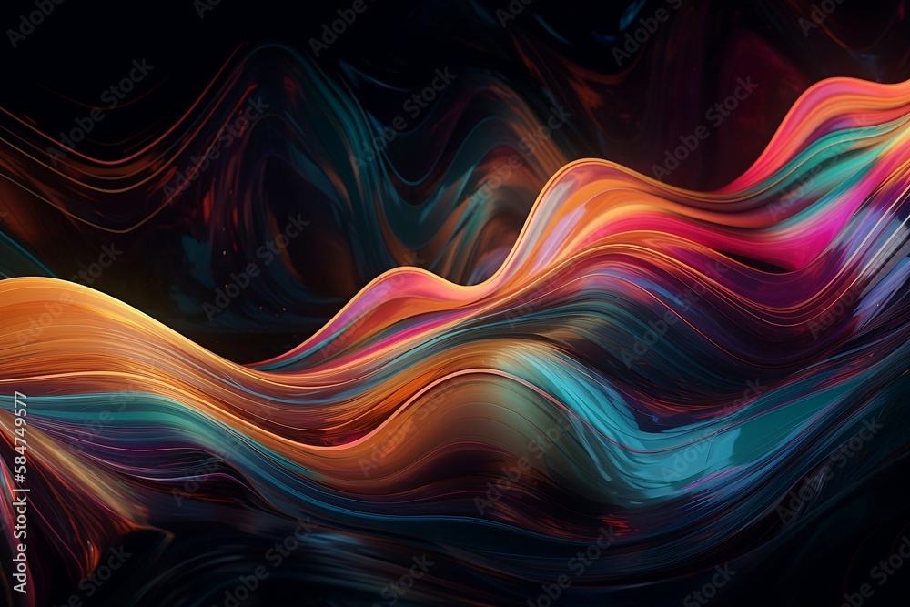 Iridescent Wave: A Dynamic 3D Render of a Futuristic Fluid Motion Iridescent Wave: A Dynamic 3D Render of a Futuristic Fluid Motion