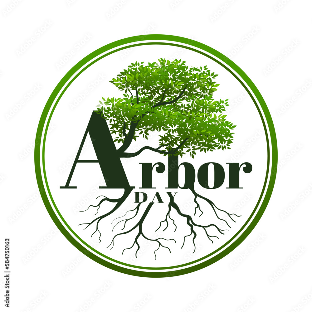 National Arbor Day Planting trees vector icon, and world environment