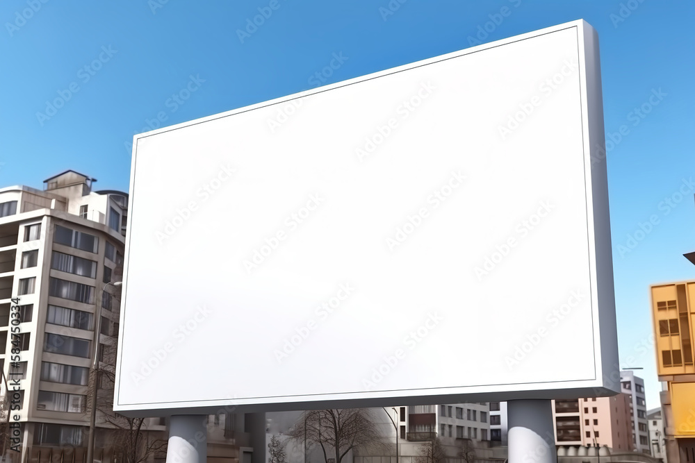 Billboard or Banner Mockup: White Screen for Custom Advertising Display & Presentation Billboard or Banner Mockup: White Screen for Custom Advertising Display & Presentation