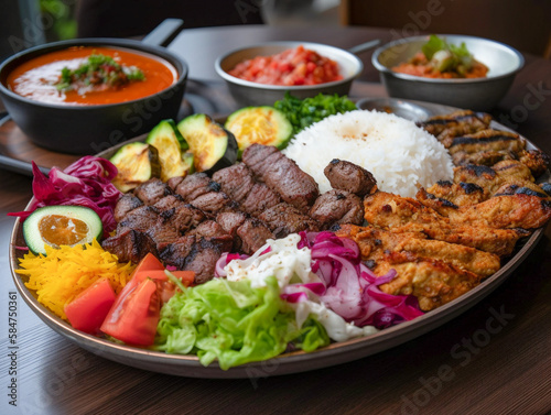Turkish Kebab Plate with Veggies | Generative AI
