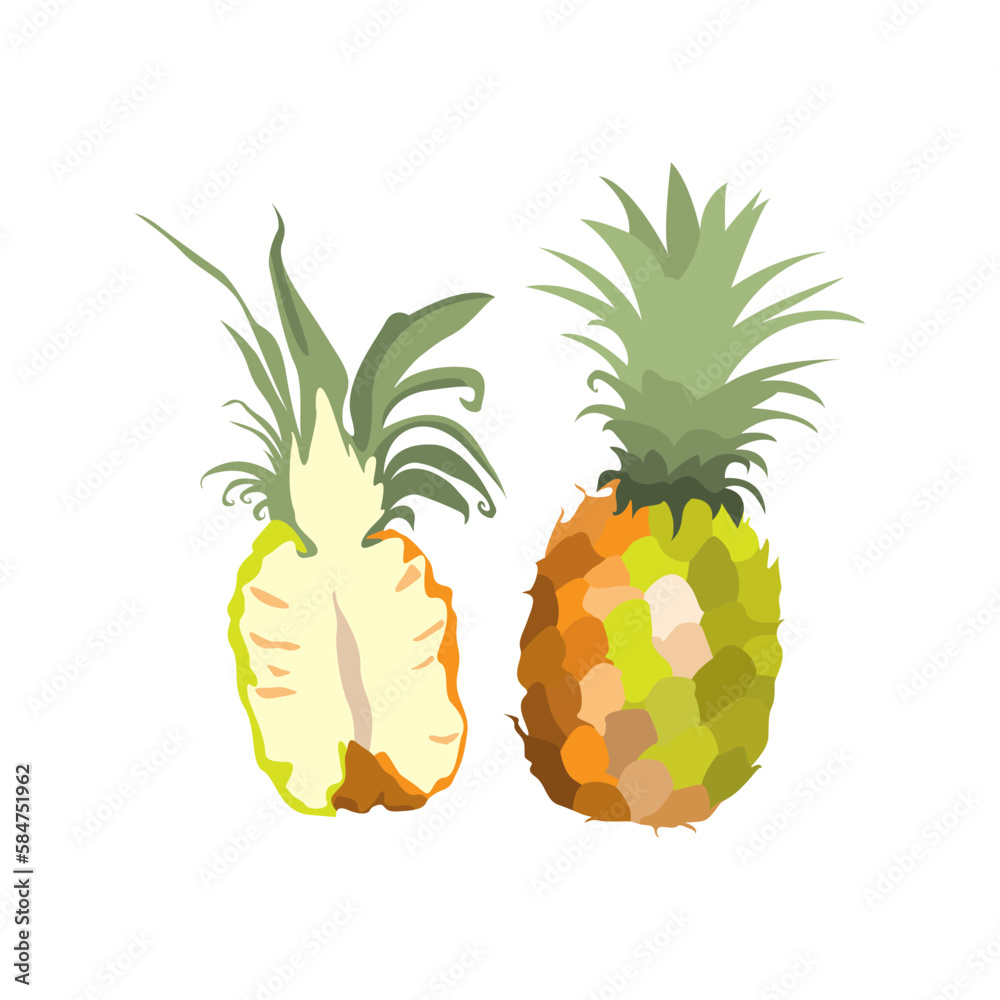 Pineapple on a white background. Vector Pineapple on a white background. Vector