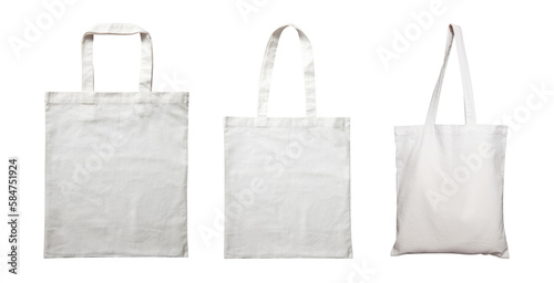 Set of fabric bags different options mockup isolated on white