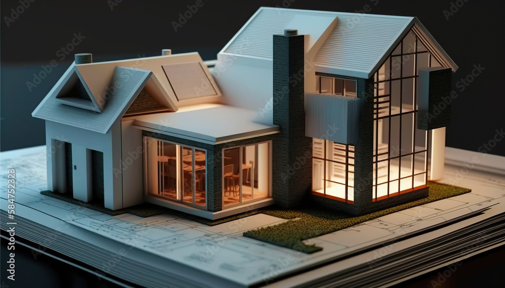 Stunning Modern Estate with 3D Model on Display - Architect's Dream Project - ai generated